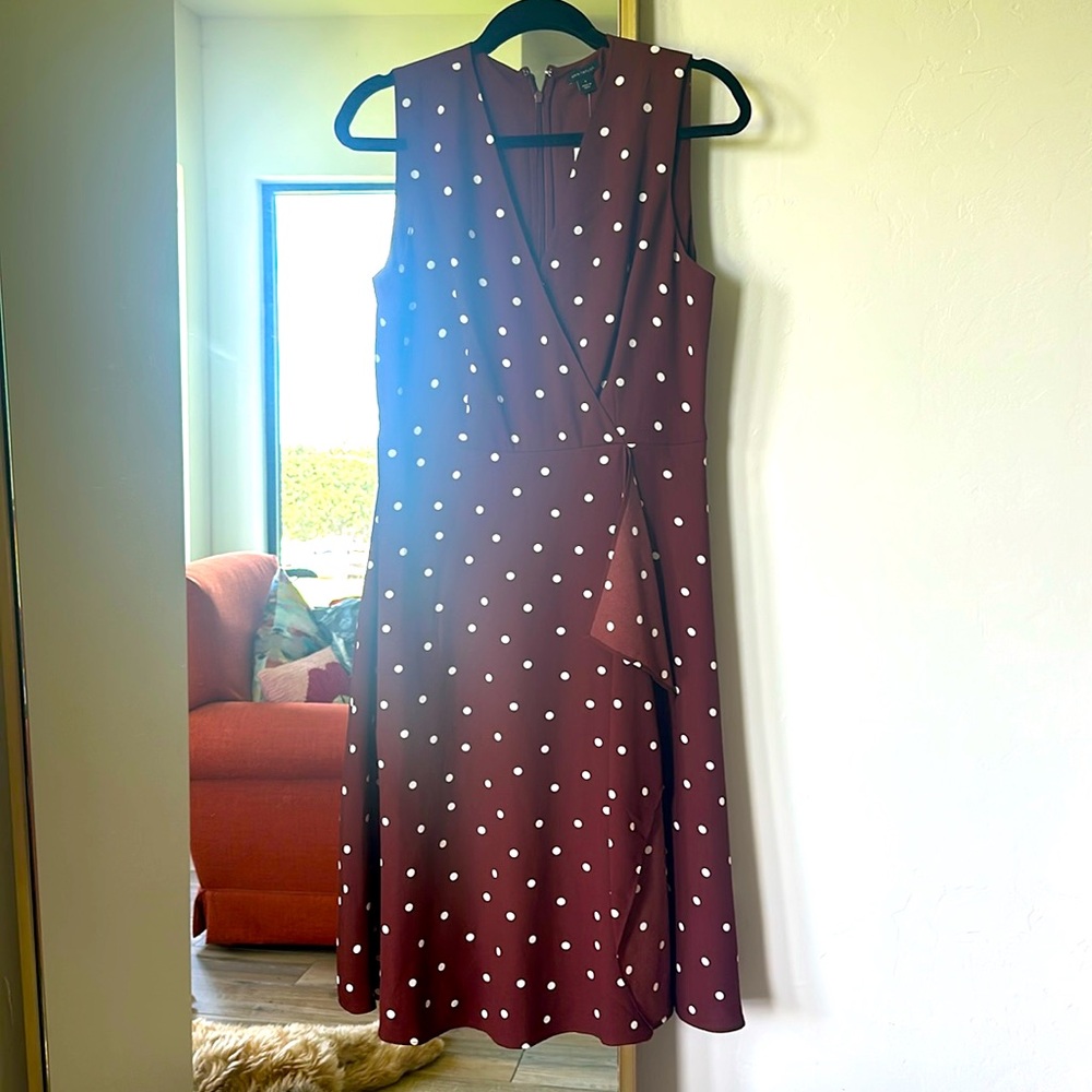 Ann Taylor Brown & White Polka Dot Midi Dress
